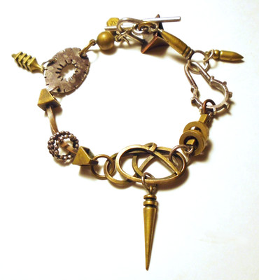 THOMAS MANN Vintage STEAMPUNK 925/Brass STUDIO TOGGLE BRACELET Handmade ARTISAN