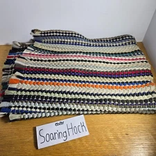 Vintage Handmade Multicolor Reversible Rag Rug, 34" by 22", Variety of Material