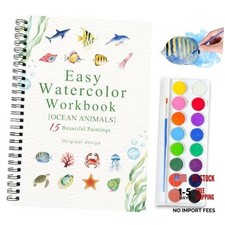 Watercolor Workbooks, 16 Colors Water Color Books with palette Ocean Animals