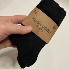 Hugh Ugoli Black Bamboo 3-Pack Crew Socks Women  s Size 6 - 9