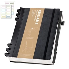 Leather Notebooks for Work Refillable 224 Page Lined Journal for Men, 100 GSM...