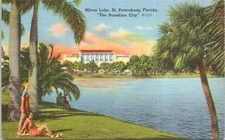 POSTCARD-MIRROR LAKE ST PETERSBURG, FLORIDA "THE SUN SHINE CITY" 