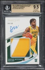 2021 Immaculate Collection Premium Davion Mitchell RC PATCH AUTO /49 #13 BGS 9.5