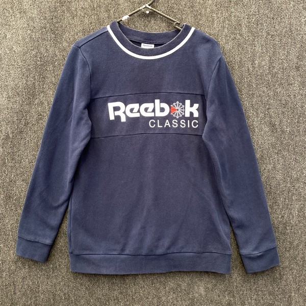 Reebok Classic Iconic Womens Medium Crew Neck Sweatshirt Navy Graphic Fleece