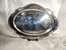 Vintage Silver Plated Serving Tray Platter 20 in.