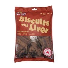 Trusty 1kg Liver Dog Biscuits Baked Crunchy High Protein Dental Snack High P AU.
