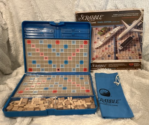 Vintage 1977 Travel Edition Scrabble Crossword Game in Plastic Case with Bag - Picture 1 of 9