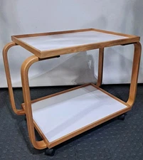 Danish Rosenlund White Rolling Double Cart made in Denmark on wheels