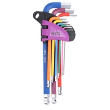 9pcs Ball End Hex Wrench Set 1.5-10mm Long Arm L-Shape CR-V with Buckle