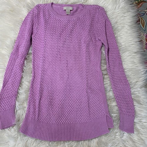LOFT Damen rosa flieder Waffel Strick Pullover strukturiert Cottagecore Y2K Größe Small - Bild 1 von 6