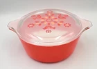 Vintage Pyrex 1.5 pt Friendship Birds 472 Red Casserole Dish with Clear Lid