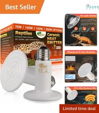 Ceramic Heat Emitter Bulbs 100W Pack Reptile Basking Heat Lamp for Reptiles