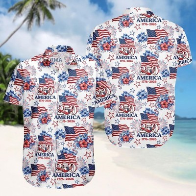 USA 250th Anniversary Button Shirt, Semiquincentennial Hawaii