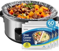 Syntus Crock Pot Liners, 60 Count 13" x 21" Large Size Slow 13"x 21", Clear 