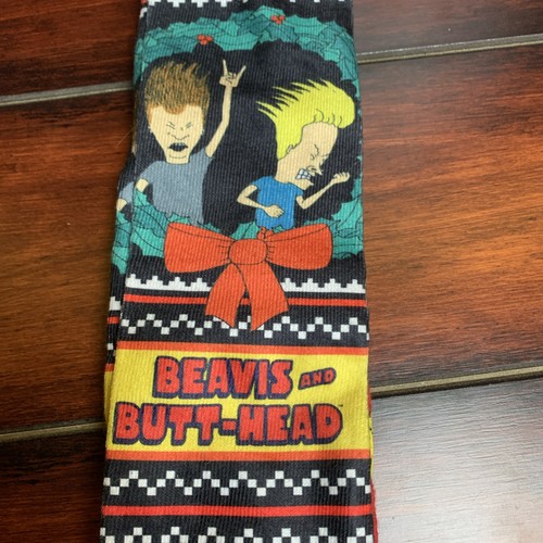 Beavis and Butthead Christmas Socks 2 Pairs Shoe Size 6-12 New Men Socks - Picture 3 of 5