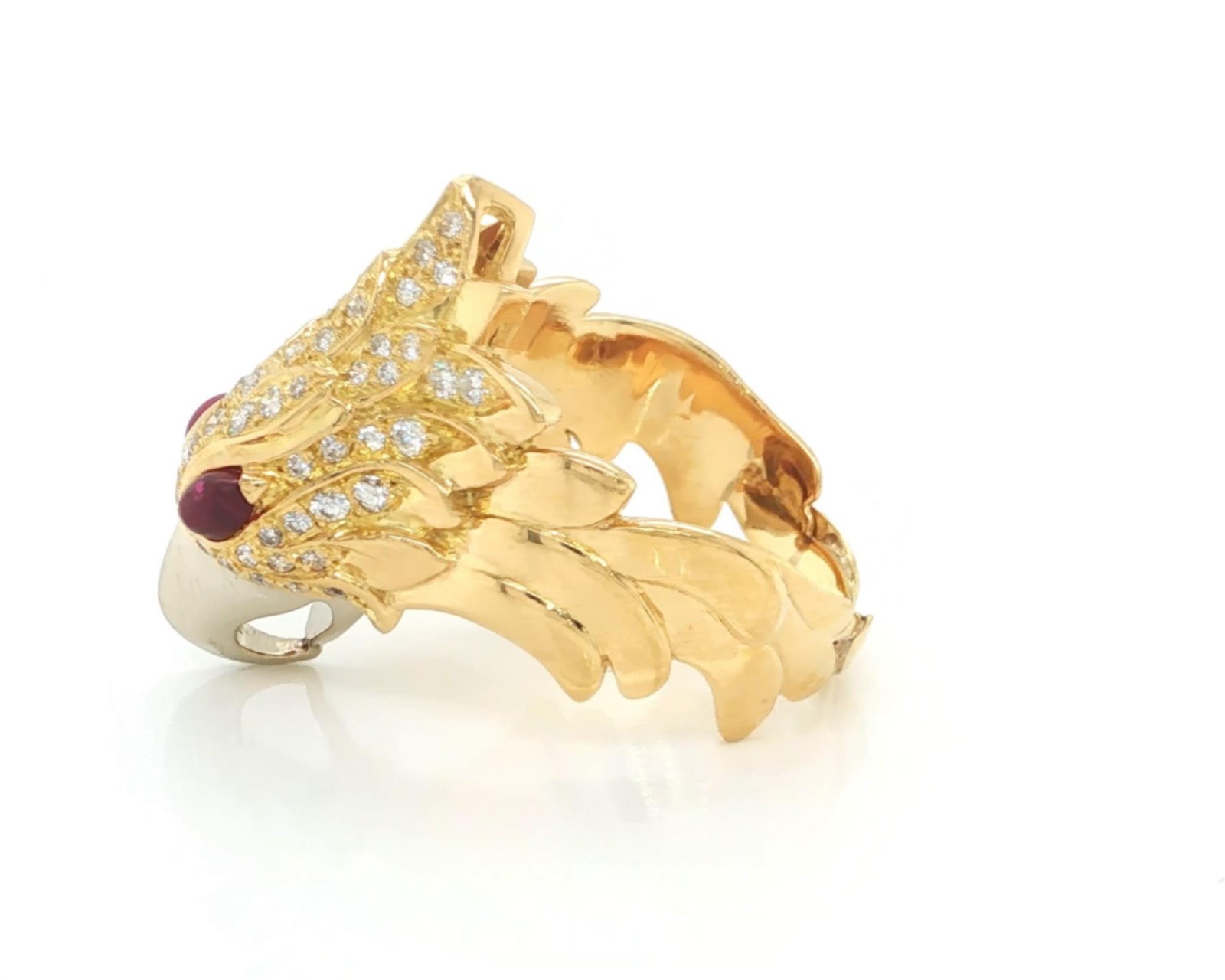 Diamond Ruby Eagle Ring 18k Two Tone Gold Size 9 - image 5