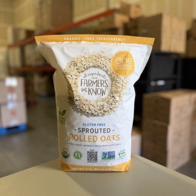 One Degree Organic Gluten Free Sprouted Rolled Oats 5 Lbs (80 Oz) EXP 8/2027