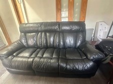 Two 3 Seater Black Sofas