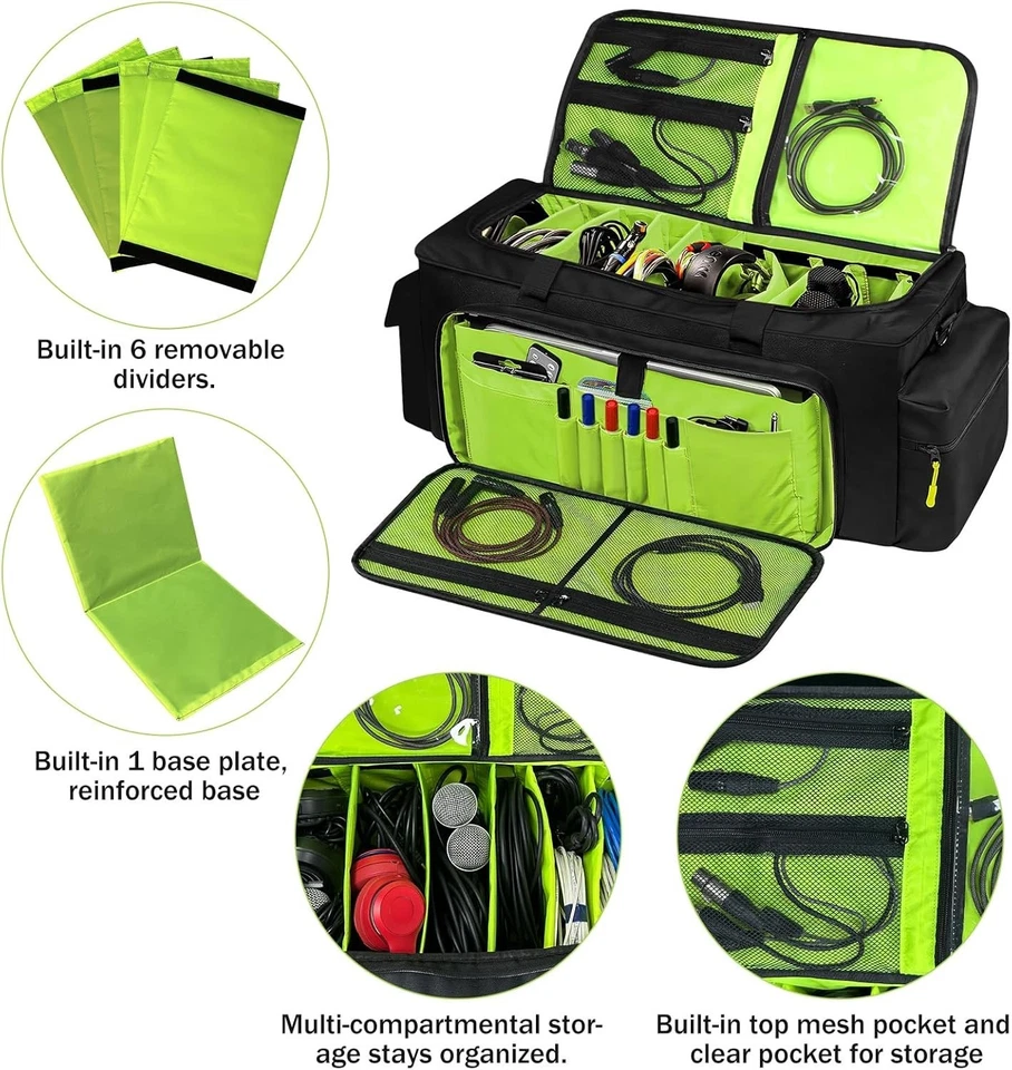 DJ Cable Bag Organizer with Adjustable Dividers Large Storage Travel Case - Image 4 of 4