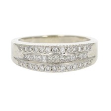 .42ctw Princess and Round Cut Diamond Wedding Band Ring 14k White Gold Size 7.25