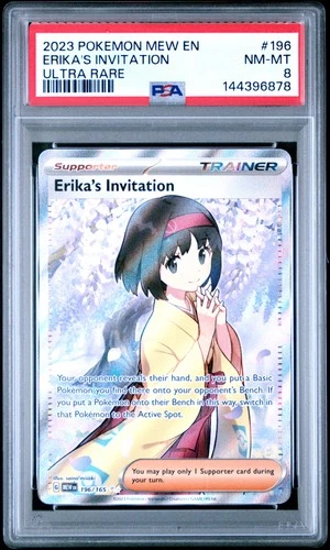 2023 POKEMON MEW EN-151 ULTRA RARE #196 ERIKA'S INVITATION PSA 8