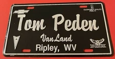 Tom Peden Van Land Chevrolet Buick Dealership Booster License Plate Ripley WV
