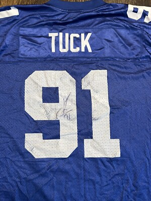Reebok XL New York Giants Justin Tuck Jersey Autographed