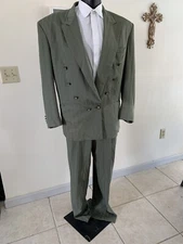Bespoke Custom Measure Tailored MC HAMMER Green Pin Stripe 3 PC Suit