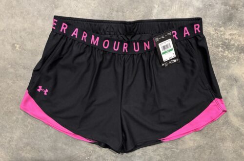 Under Armour Women's UA Play Up 3.0 Shorts - Black Pink , 3" Inseam NWT Large