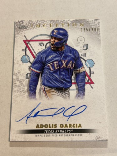 2022 TOPPS INCEPTION ADOLIS GARCIA 85/299 ON CARD AUTO RANGERS SP T1