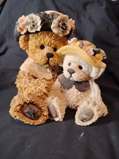 Vintage Mother Daughter Resin Teddy Bear 9 1/2" Figure '90s Young's Collection