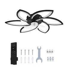 Ceiling Fan with LED Light & Remote Control Flush Mount Flower Fan Lamp Fixture