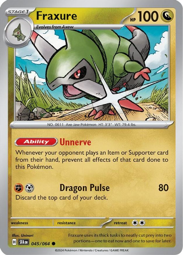 Pokemon Fraxure (45/99) Shrouded Fable LP REVERSE HOLO