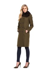 Bnwt South Military Style Double Breasted Khaki Coat Fur Collar Size 14