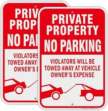 2Pack Private Property No Parking Violators Will 12x18Inches, 12x18inch