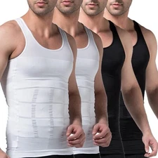 4 Pack Men Slim Body Shaper Vest Gynecomastia Compression Tummy Control Shirts