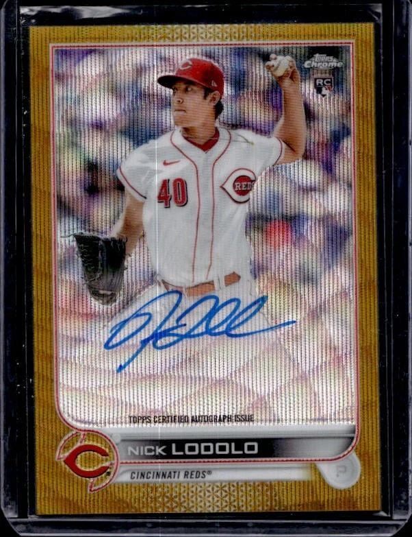2022 Topps Chrome Nick Lodolo #RA-NL Rookie Autograph Gold Wave Refractor /50