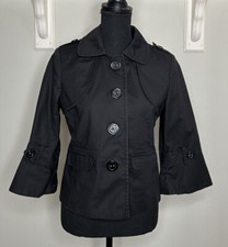 Rafaella Petites Button Down Blazer Women's Medium 3/4 Flared Sleeve Black