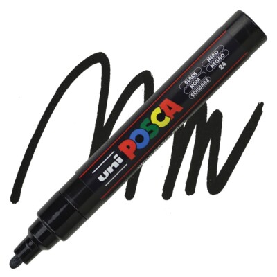 Posca Markers, Paint Marker, Black Paint, 5M Medium Tip, Opaque Ink, Acrylic Pen