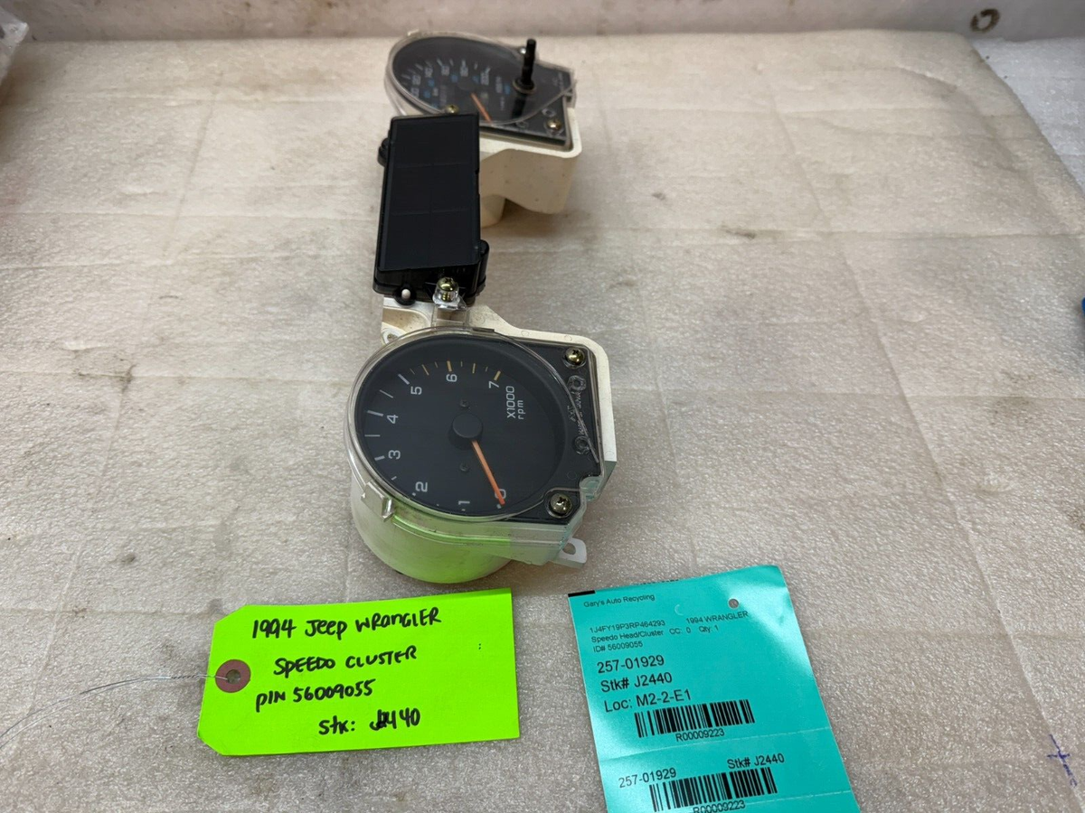 92-95 JEEP WRANGLER YJ OEM METRIC GAUGE CLUSTER SPEEDOMETER TACH