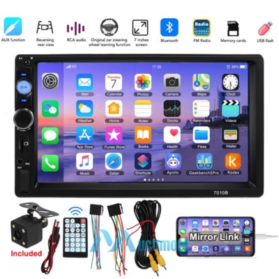 7'' Double 2Din Android 12 Car Radio GPS WIFI BT Carplay Touch Screen Stereo+Cam