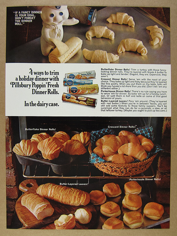 1968 Pillsbury Rolls Crescent Parkerhouse Butterflake