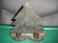 Vintage Tin Christmas Tree Candle Stick Holder 7" Tall