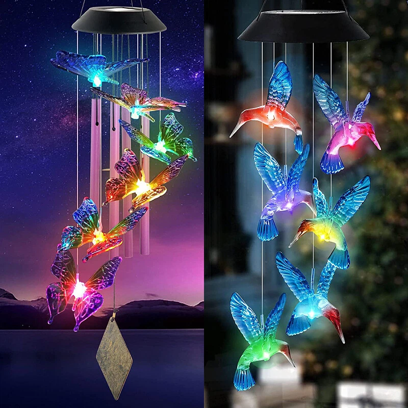 Wind Chimes Solar Powered LED Light Hanging Colour Changing Decor Outdoor Garden - image 3 of 4
