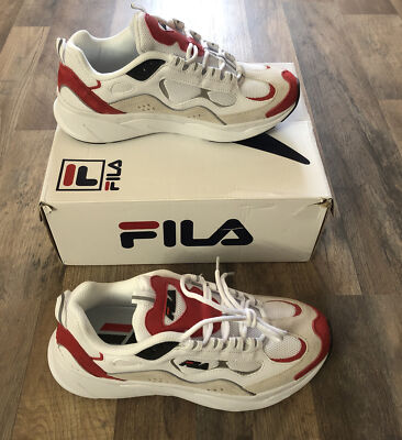 Women’s FILA TRIGATE SNEAKERS Red White Tan Size US 5rm01036-113 Shoes  NWB!