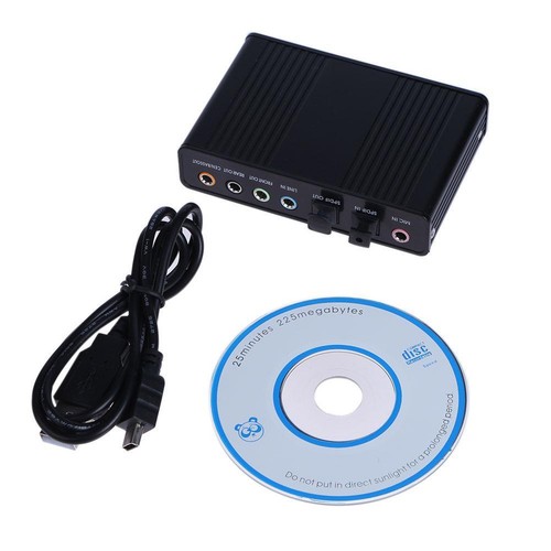 USB 6 Channel 5.1 External Optical Audio Sound Card for Notebook PC(Black) - Afbeelding 2 van 8