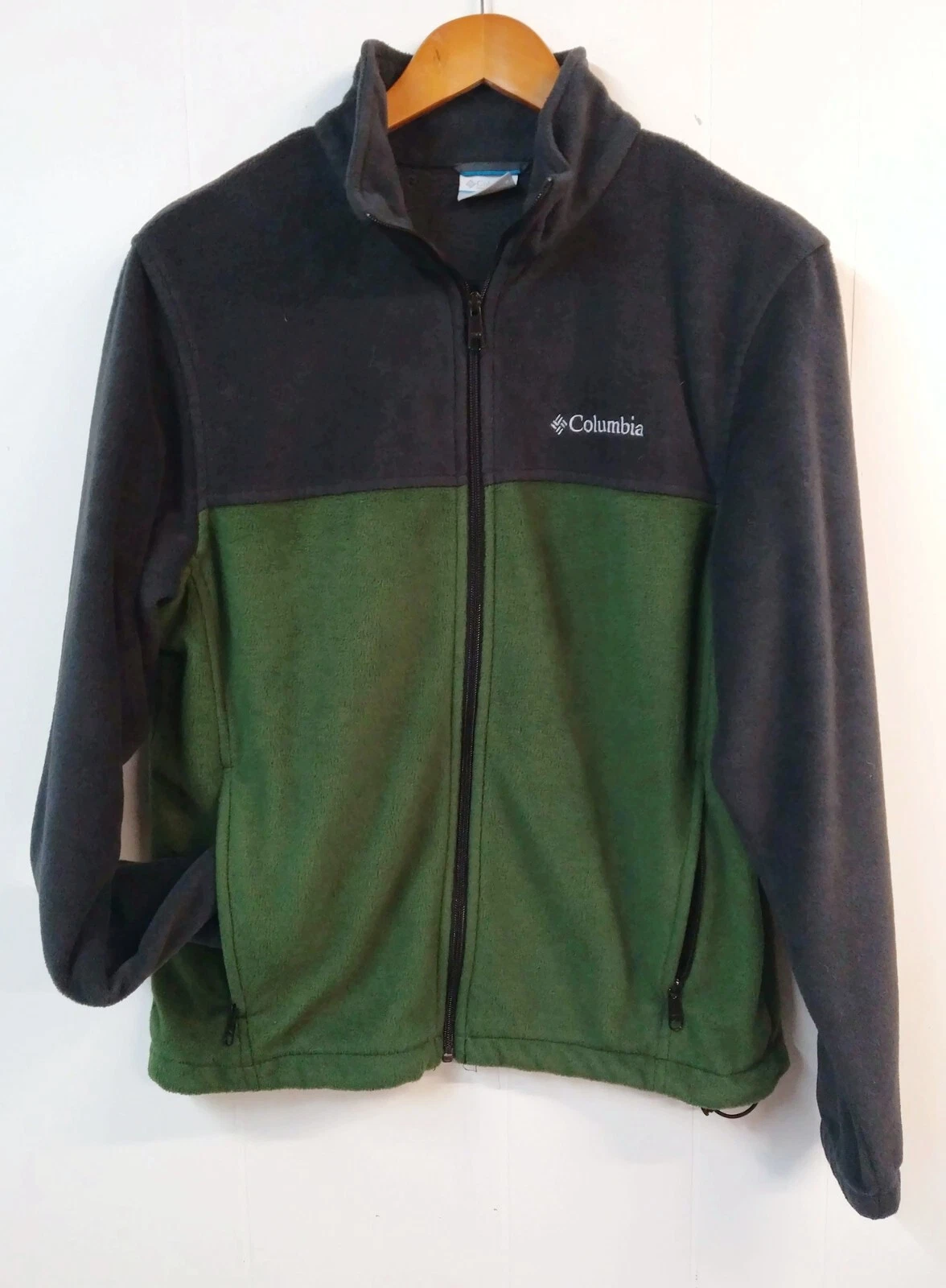 Columbia MN M Black/Green Full Zip High Neck Fleece Jacket Gorpcore Outdoor Hike