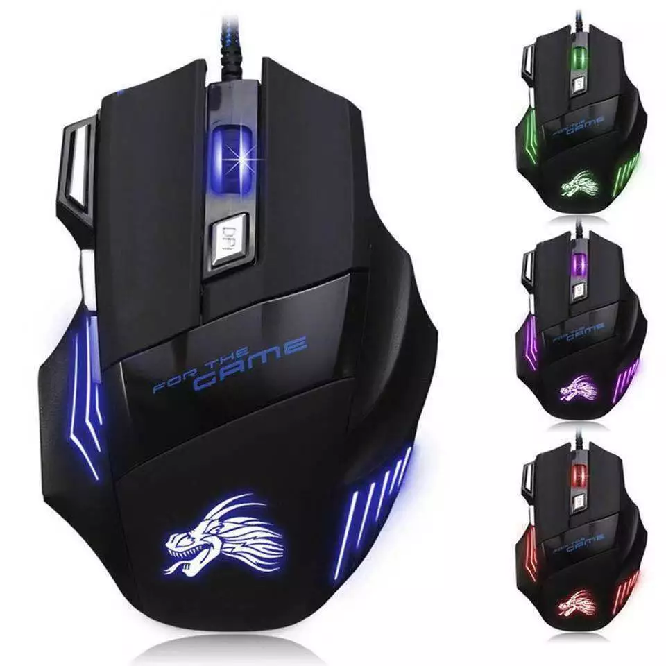 Gaming Mouse 7 Button USB Wired LED Breathing Fire Button 3200 DPI Laptop  PC