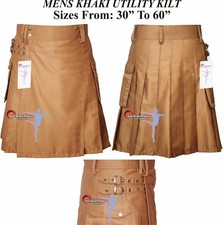 Brand New Unisex Goth kilt Khaki Utility Kilt 26" to 60" CLEARANCE SALE