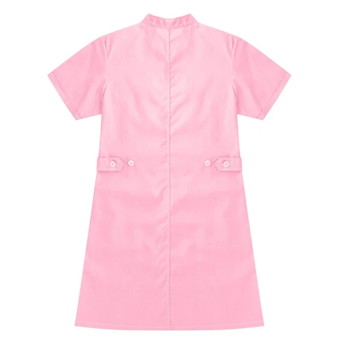Solid Lab Coat Medical White Women Nurse Scrubs Doctor Gown Jacket Uniform Dress - Picture 22 of 78